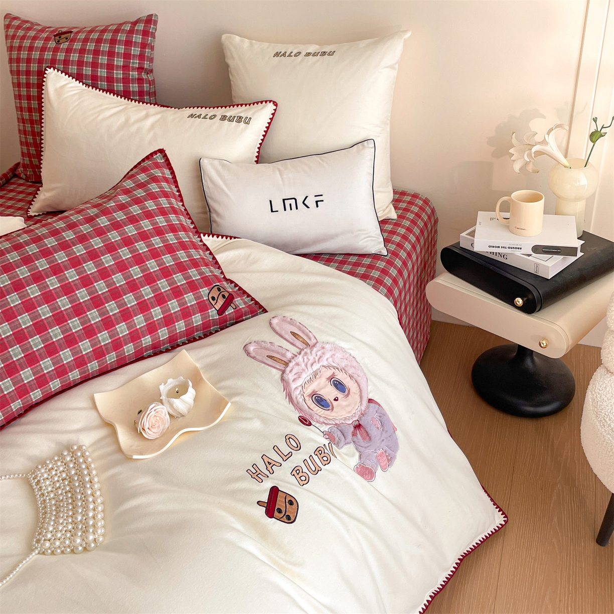 91家纺网 家纺一手货源 找家纺 蓝米卡夫 2025秋冬-A类全棉生态磨毛卡通绣花贝壳边系列（礼盒包装）【如需买家秀联系15996631948】 3号芝士白-奥汀蜜格