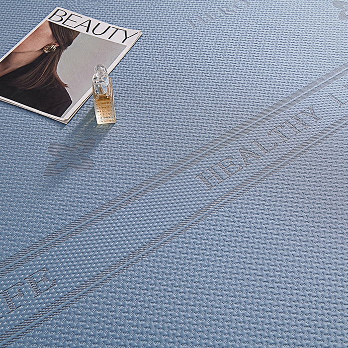 91家纺网 家纺一手货源 找家纺 梵克保罗 2025新款7A抗菌母婴级纯乙纶PE刺绣凉感丝豆豆席 床笠款 床笠款 四叶花-蓝