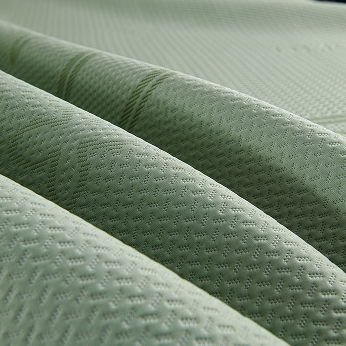 91家纺网 家纺一手货源 找家纺 梵克保罗 2025新款7A抗菌母婴级纯乙纶PE刺绣凉感丝豆豆席 床笠款 床笠款 四叶花-水绿