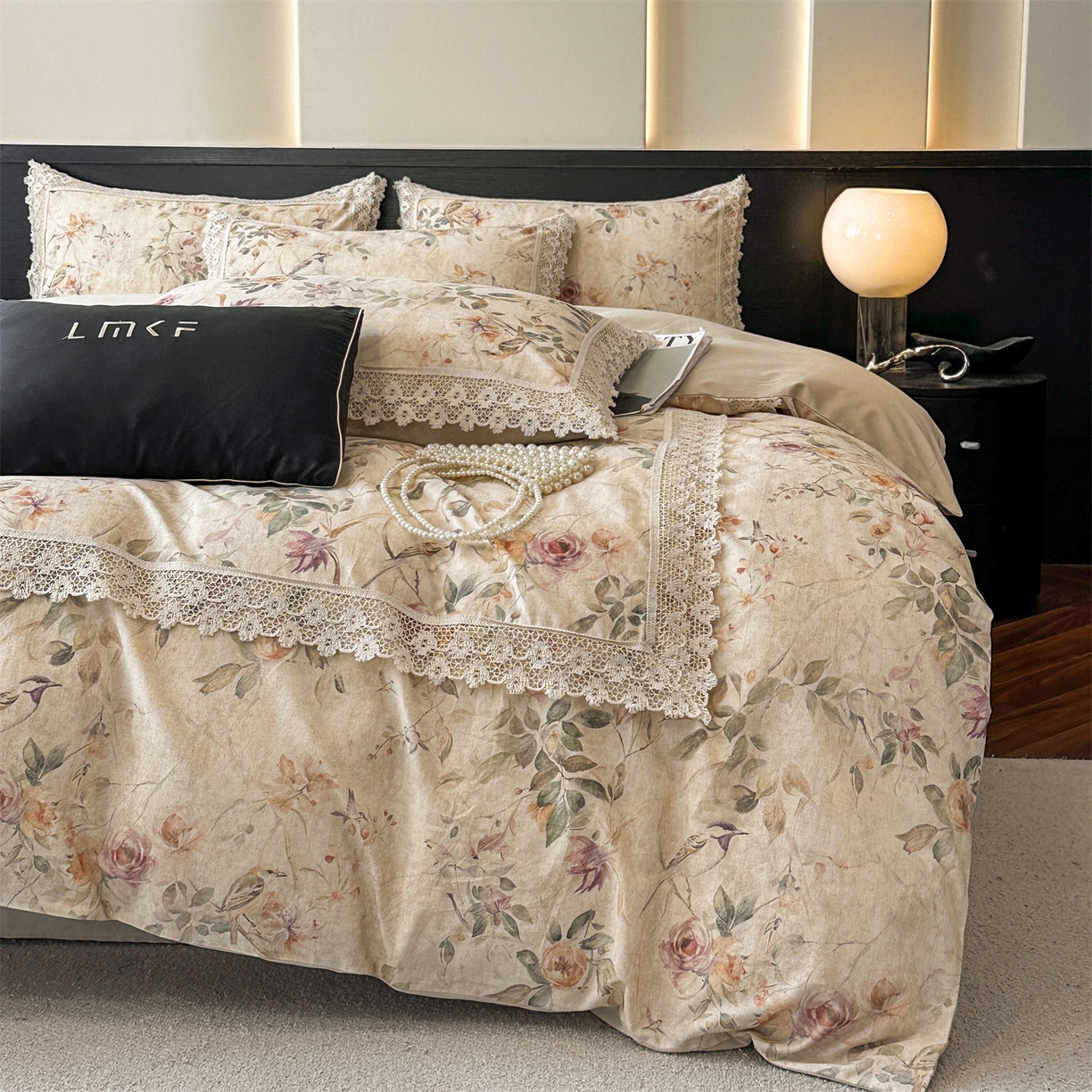 91家纺网 家纺一手货源 找家纺 蓝米卡夫 2025秋冬-A类棉麻全棉数码印花50S*50S双股磨毛公主风系列（礼盒包装）【如需买家秀联系15996631948】  雀语花枝