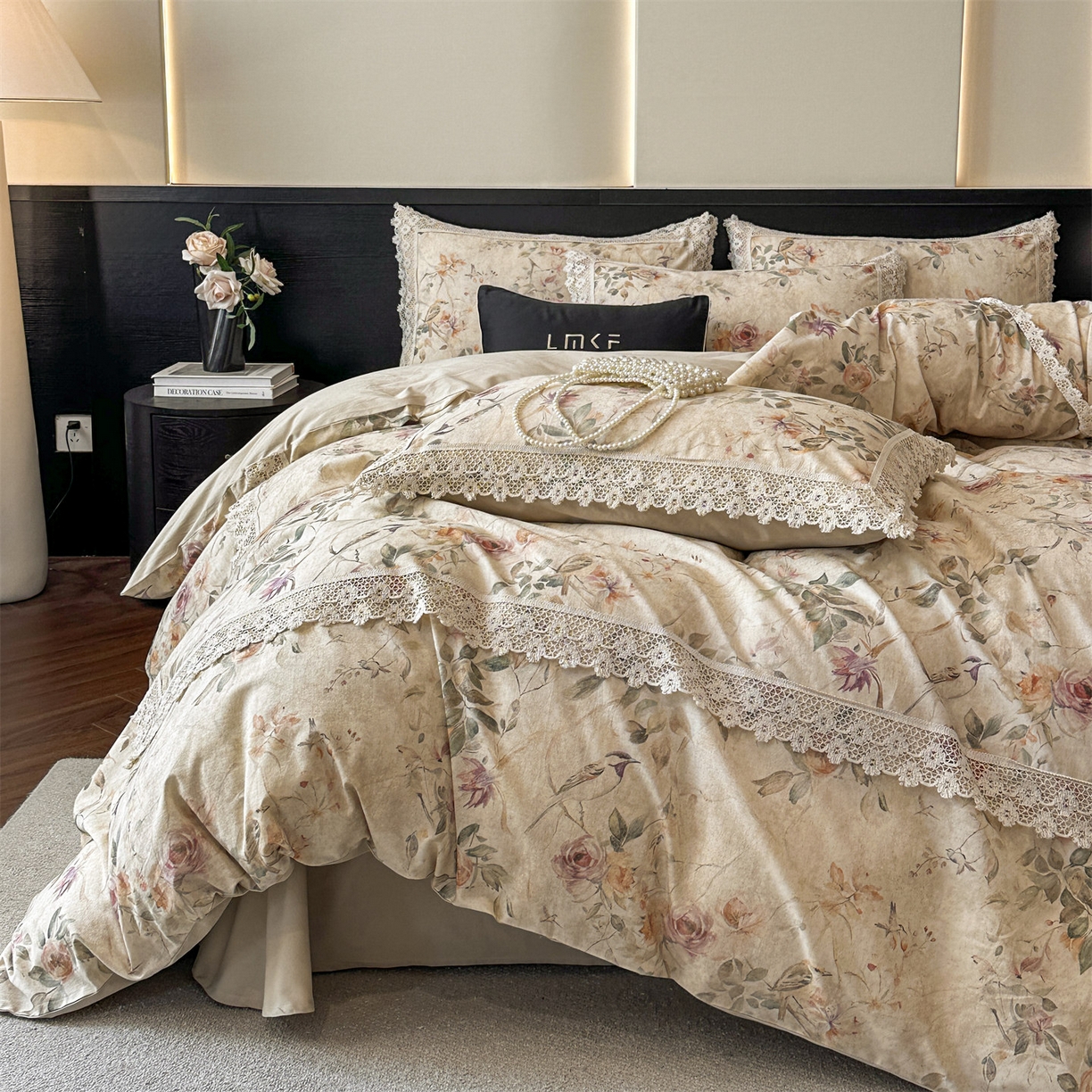 91家纺网 家纺一手货源 找家纺 蓝米卡夫 2025秋冬-A类棉麻全棉数码印花50S*50S双股磨毛公主风系列（礼盒包装）【如需买家秀联系15996631948】  雀语花枝