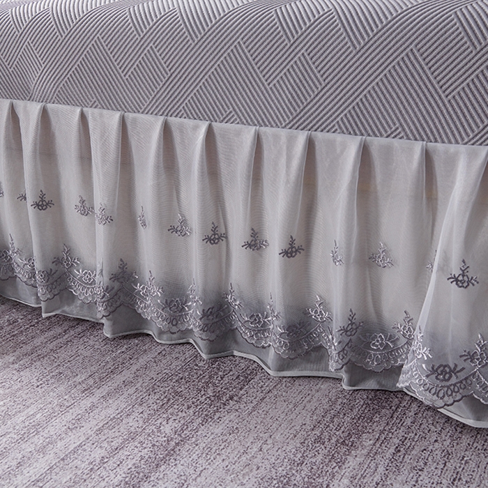 91家纺网 家纺一手货源 找家纺 梵克保罗 2025新款7A抗菌母婴级纯乙纶PE刺绣凉感丝豆豆席床单款 斜条纹-灰