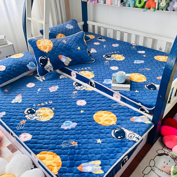 91家纺网 家纺一手货源 找家纺 小虾米 2025新款加厚牛奶绒夹棉床笠单床笠床笠单件 遨游太空