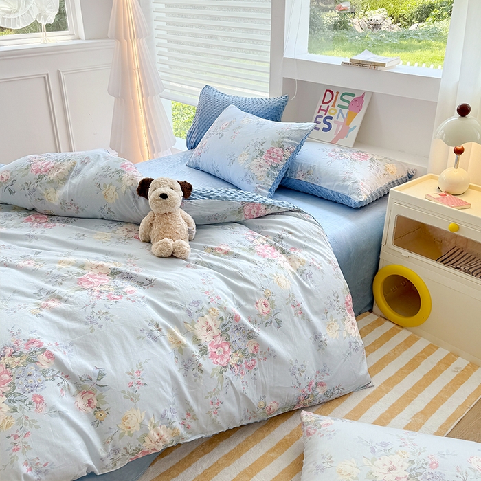 91家纺网 家纺一手货源 找家纺 （总）宜家坊 2025新款学生季全棉高克重豆豆绒三四件套加厚保暖婴儿绒牛奶绒单被套单人双人被套加大号棉加绒三四件套