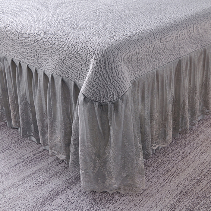 91家纺网 家纺一手货源 找家纺 梵克保罗 2025新款7A抗菌母婴级纯乙纶PE刺绣凉感丝豆豆席床单款 肌理纹-灰