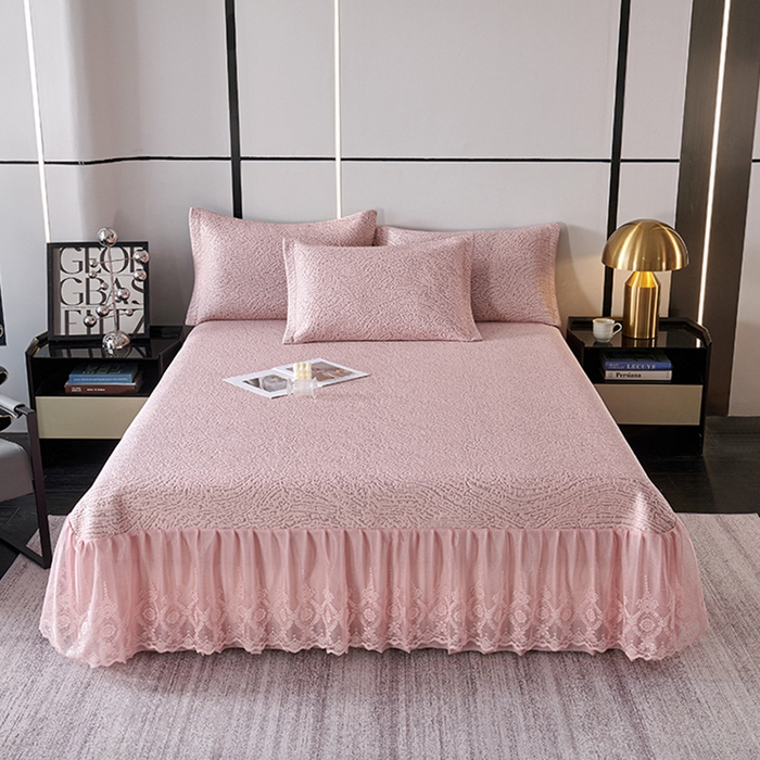 梵克保罗 2025新款7A抗菌母婴级纯乙纶PE刺绣凉感丝豆豆席床单款 肌理纹-粉