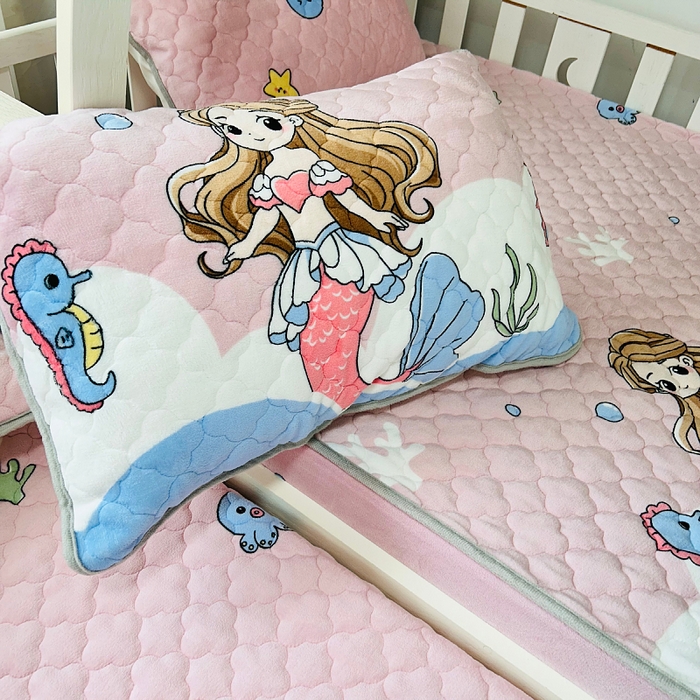 91家纺网 家纺一手货源 找家纺 小虾米 2025新款加厚牛奶绒夹棉床笠单床笠床笠单件 美人鱼