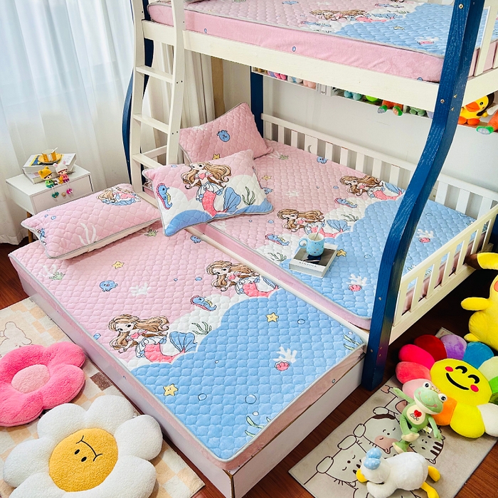 91家纺网 家纺一手货源 找家纺 小虾米 2025新款加厚牛奶绒夹棉床笠单床笠床笠单件 美人鱼