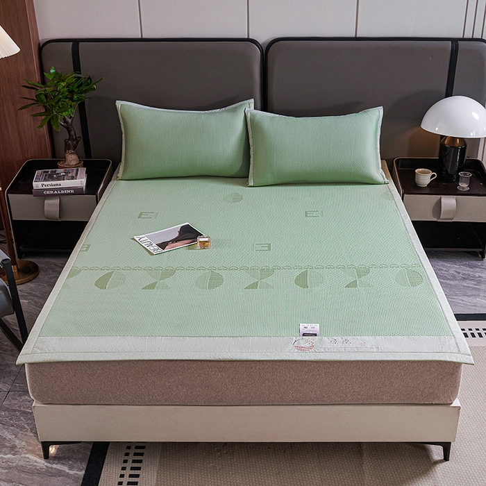 91家纺网 家纺一手货源 找家纺 （总）梵克保罗 2025新款7A抗菌母婴级纯乙纶PE刺绣凉感丝豆豆席