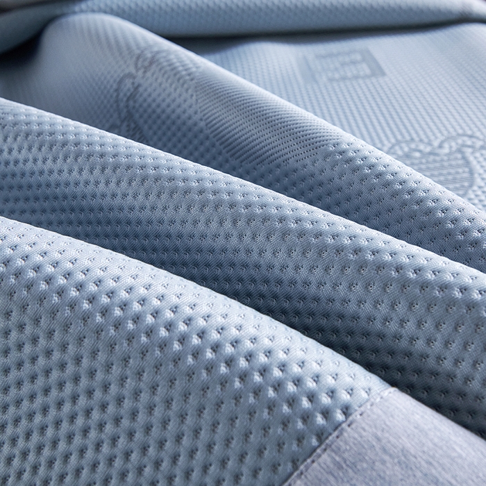 91家纺网 家纺一手货源 找家纺 梵克保罗 2025新款7A抗菌母婴级纯乙纶PE刺绣凉感丝豆豆席 叶子-蓝