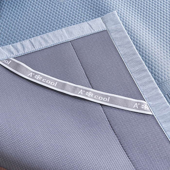 91家纺网 家纺一手货源 找家纺 梵克保罗 2025新款7A抗菌母婴级纯乙纶PE刺绣凉感丝豆豆席 蝴蝶结-蓝