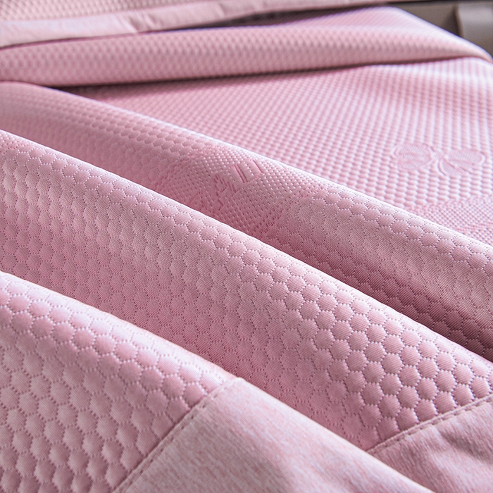 91家纺网 家纺一手货源 找家纺 梵克保罗 2025新款7A抗菌母婴级纯乙纶PE刺绣凉感丝豆豆席 蝴蝶结-粉