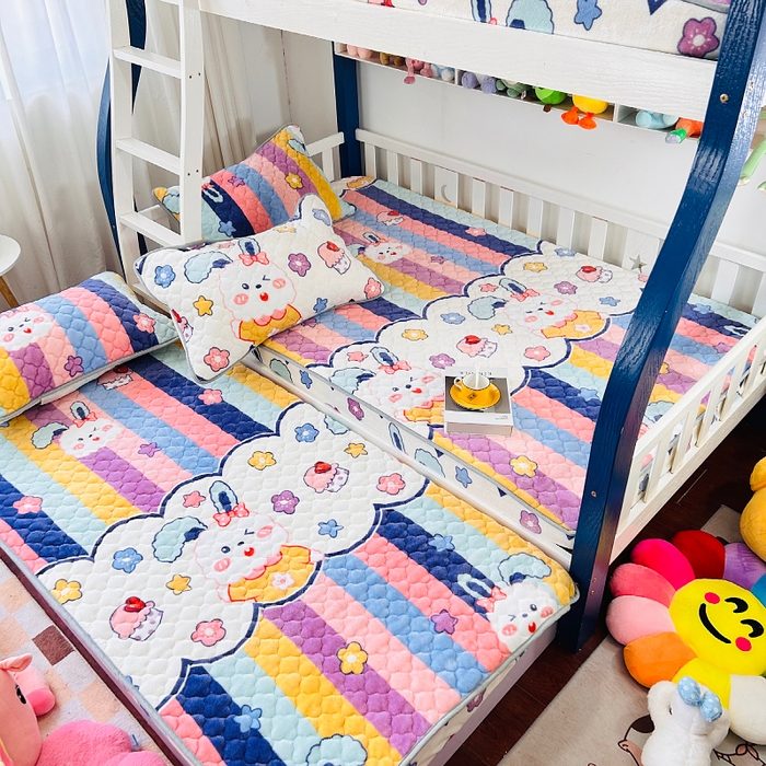 91家纺网 家纺一手货源 找家纺 小虾米 2025新款加厚牛奶绒夹棉床笠单床笠床笠单件 彩虹兔