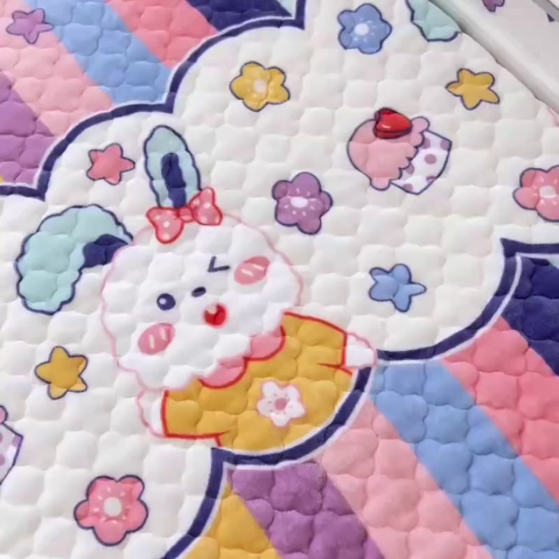 91家纺网 家纺一手货源 找家纺 小虾米 2025新款加厚牛奶绒夹棉床笠单床笠床笠单件 彩虹兔