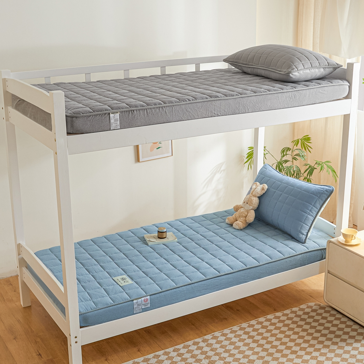 91家纺网 家纺一手货源 找家纺 （总）鑫钰 2025新款A类新疆棉花床笠学生宿舍专用90*190-棉格系列