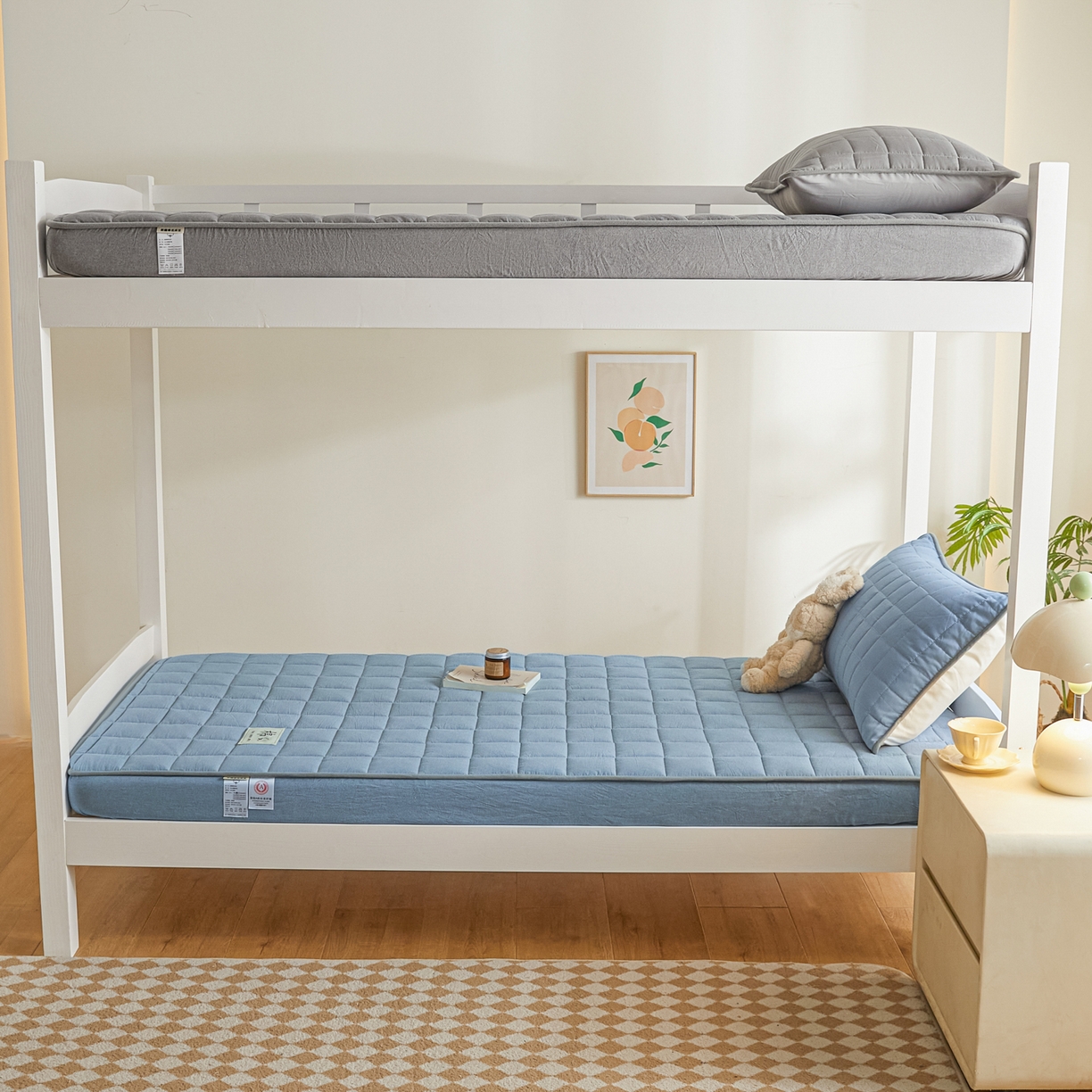 91家纺网 家纺一手货源 找家纺 （总）鑫钰 2025新款A类新疆棉花床笠学生宿舍专用90*190-棉格系列