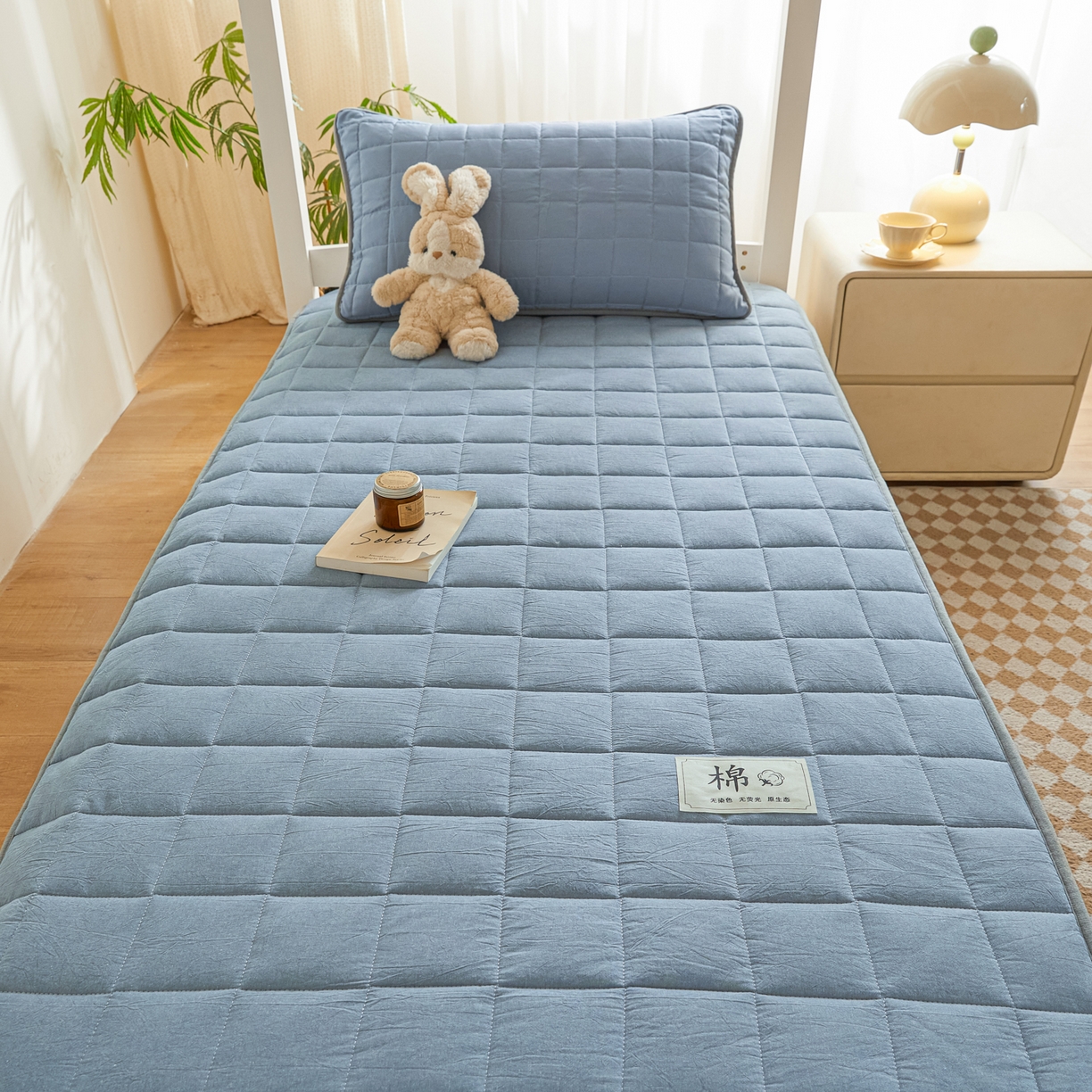 91家纺网 家纺一手货源 找家纺 （总）鑫钰 2025新款A类新疆棉花床笠学生宿舍专用90*190-棉格系列
