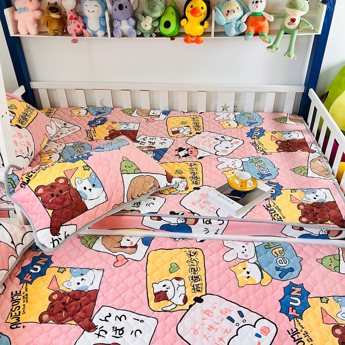 91家纺网 家纺一手货源 找家纺 小虾米 2025新款加厚牛奶绒夹棉床笠单床笠床笠单件 开心女孩