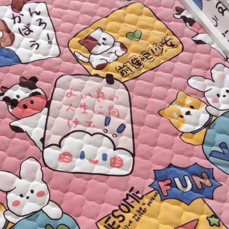 91家纺网 家纺一手货源 找家纺 小虾米 2025新款加厚牛奶绒夹棉床笠单床笠床笠单件 开心女孩