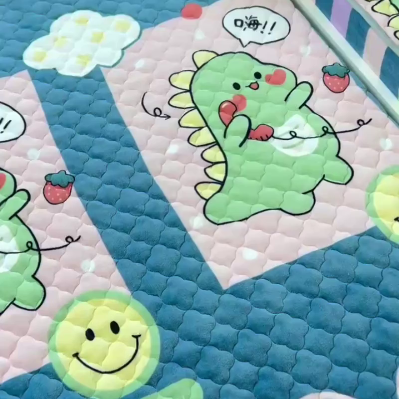 91家纺网 家纺一手货源 找家纺 小虾米 2025新款加厚牛奶绒夹棉床笠单床笠床笠单件 恐龙宝宝