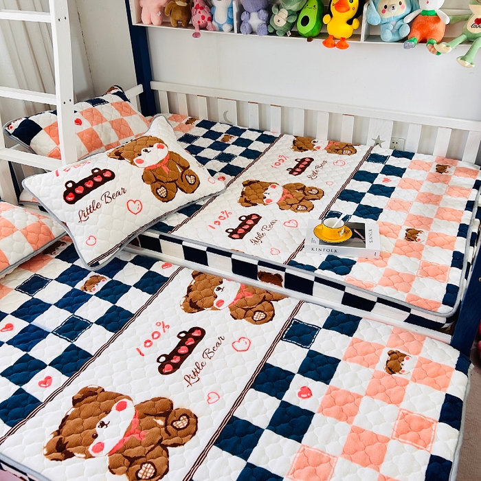 91家纺网 家纺一手货源 找家纺 小虾米 2025新款加厚牛奶绒夹棉床笠单床笠床笠单件 快乐熊宝