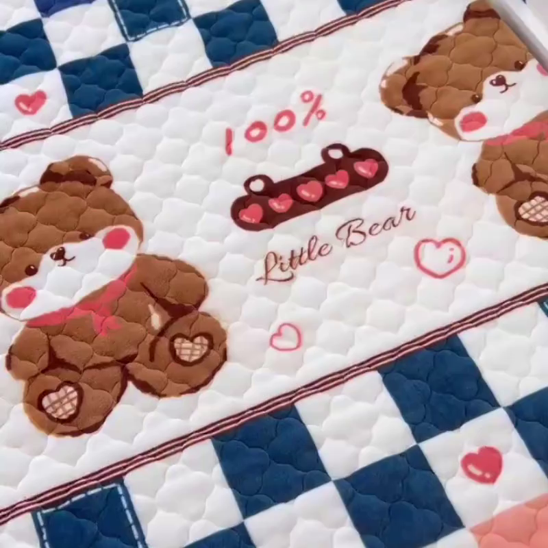 91家纺网 家纺一手货源 找家纺 小虾米 2025新款加厚牛奶绒夹棉床笠单床笠床笠单件 快乐熊宝