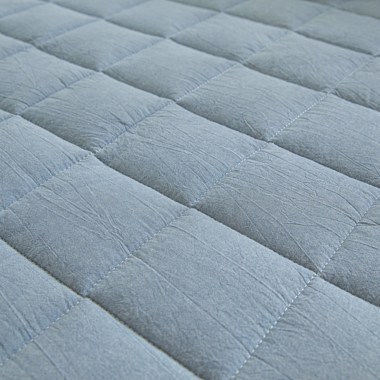 91家纺网 家纺一手货源 找家纺 鑫钰 2025新款A类新疆棉花床笠学生宿舍专用90*190-棉格系列 棉格-宾利蓝