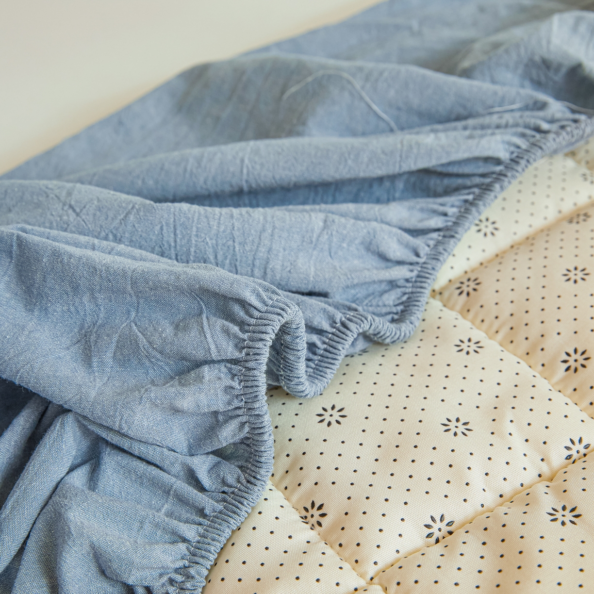 91家纺网 家纺一手货源 找家纺 鑫钰 2025新款A类新疆棉花床笠学生宿舍专用90*190-棉格系列 棉格-宾利蓝