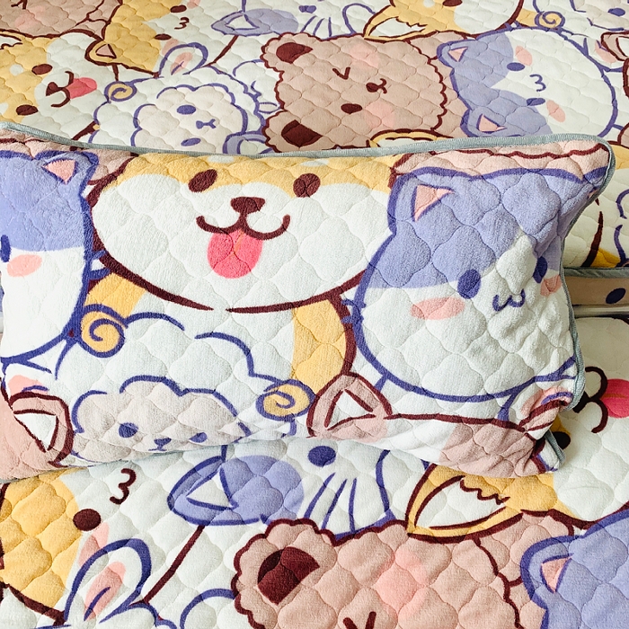 91家纺网 家纺一手货源 找家纺 小虾米 2025新款加厚牛奶绒夹棉床笠单床笠床笠单件 萌犬