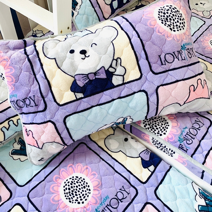 91家纺网 家纺一手货源 找家纺 小虾米 2025新款加厚牛奶绒夹棉床笠单床笠床笠单件 皇冠熊