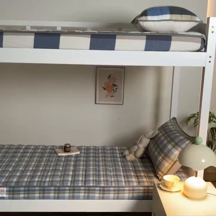 91家纺网 家纺一手货源 找家纺 鑫钰 2025新款A类新疆棉花床笠学生宿舍专用90*190-棉格系列 棉格-简希蓝