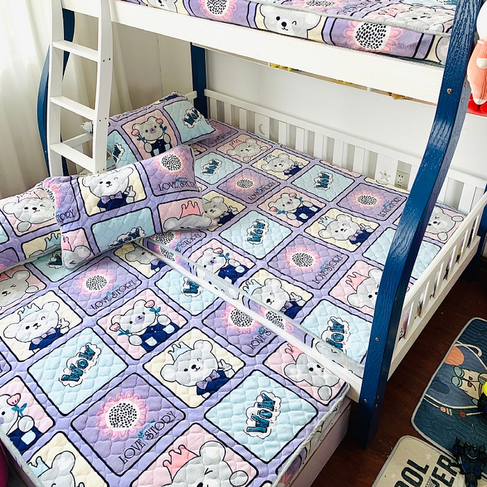 91家纺网 家纺一手货源 找家纺 小虾米 2025新款加厚牛奶绒夹棉床笠单床笠床笠单件 皇冠熊