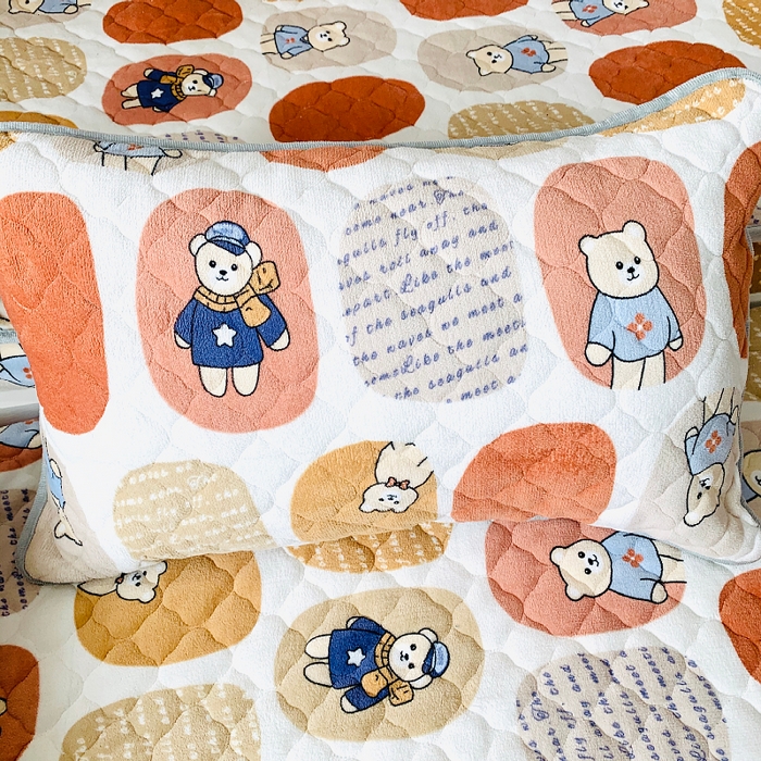 91家纺网 家纺一手货源 找家纺 小虾米 2025新款加厚牛奶绒夹棉床笠单床笠床笠单件 波点小熊