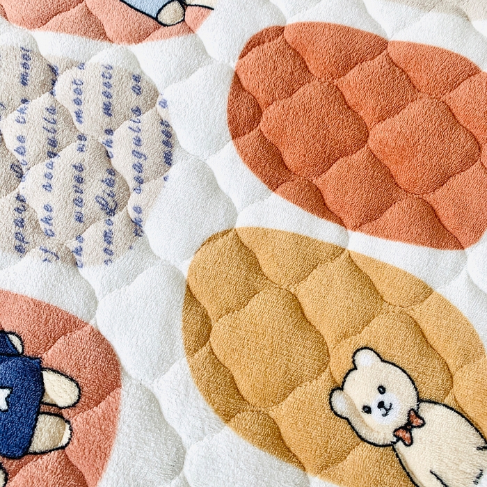 91家纺网 家纺一手货源 找家纺 小虾米 2025新款加厚牛奶绒夹棉床笠单床笠床笠单件 波点小熊