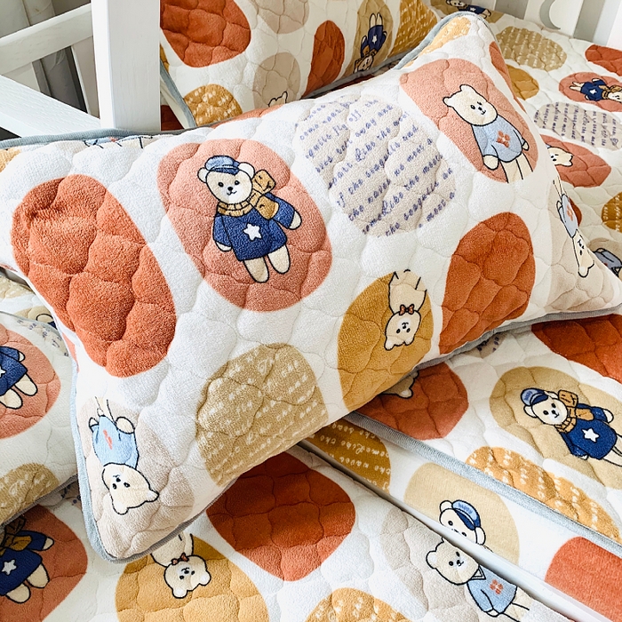 91家纺网 家纺一手货源 找家纺 小虾米 2025新款加厚牛奶绒夹棉床笠单床笠床笠单件 波点小熊