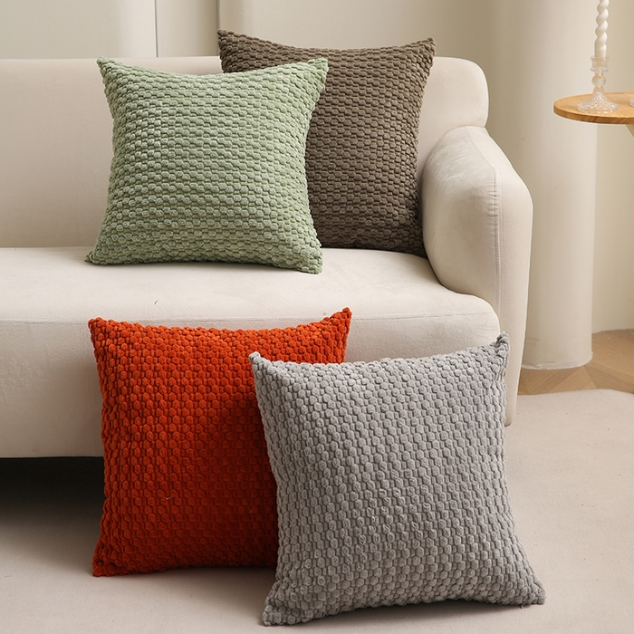 91家纺网 家纺一手货源 找家纺 （总）新奇异 2025新款简约单/双面灯芯绒抱枕玉米粒系列