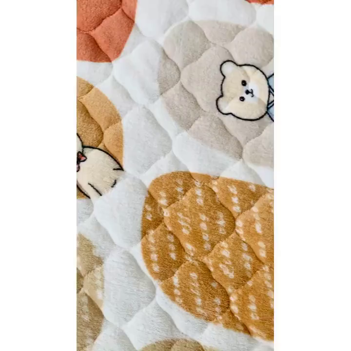 91家纺网 家纺一手货源 找家纺 小虾米 2025新款加厚牛奶绒夹棉床笠单床笠床笠单件 波点小熊