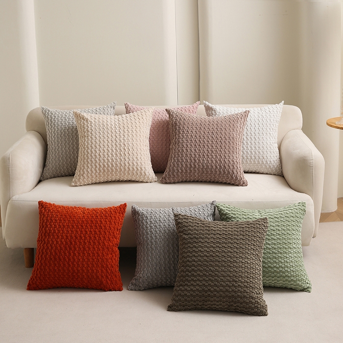 91家纺网 家纺一手货源 找家纺 （总）新奇异 2025新款简约单/双面灯芯绒抱枕玉米粒系列