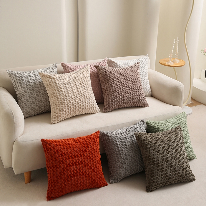 91家纺网 家纺一手货源 找家纺 （总）新奇异 2025新款简约单/双面灯芯绒抱枕玉米粒系列