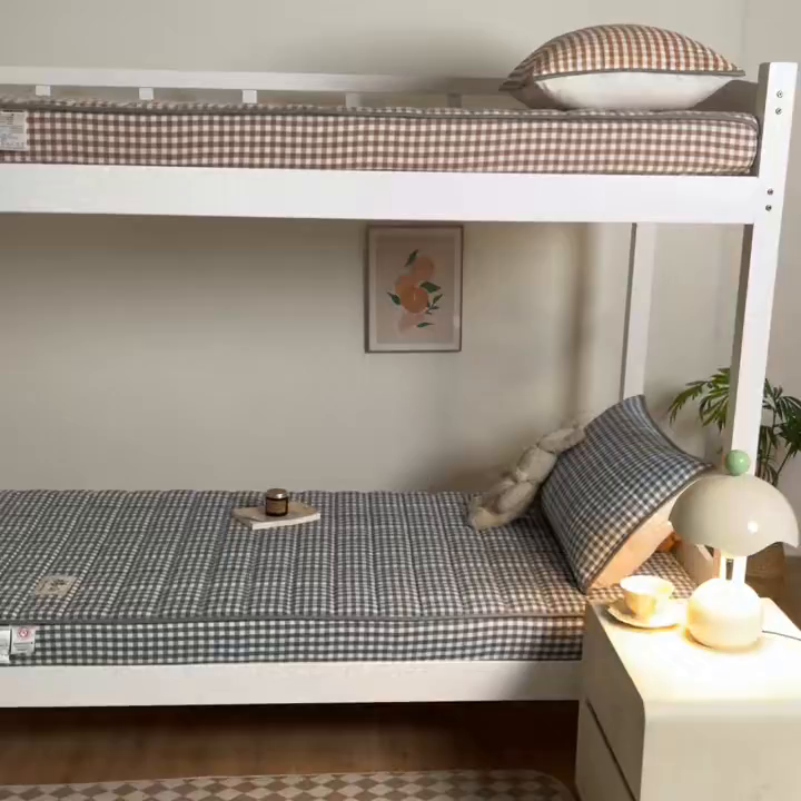 91家纺网 家纺一手货源 找家纺 鑫钰 2025新款A类新疆棉花床笠学生宿舍专用90*190-棉格系列 棉格-蓝小格