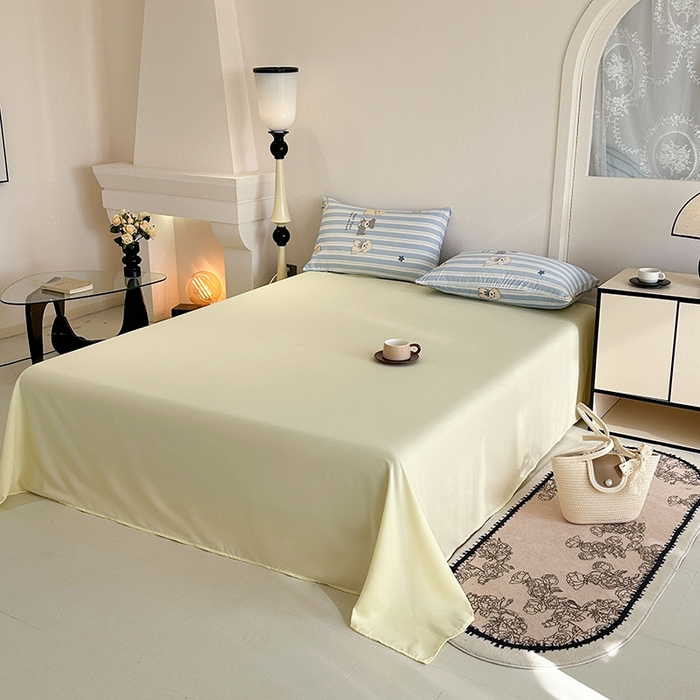 91家纺网 家纺一手货源 找家纺 梵克保罗 2025新款ins风亲肤卡通条格印花水洗棉系列四件套-风格一 可爱狗