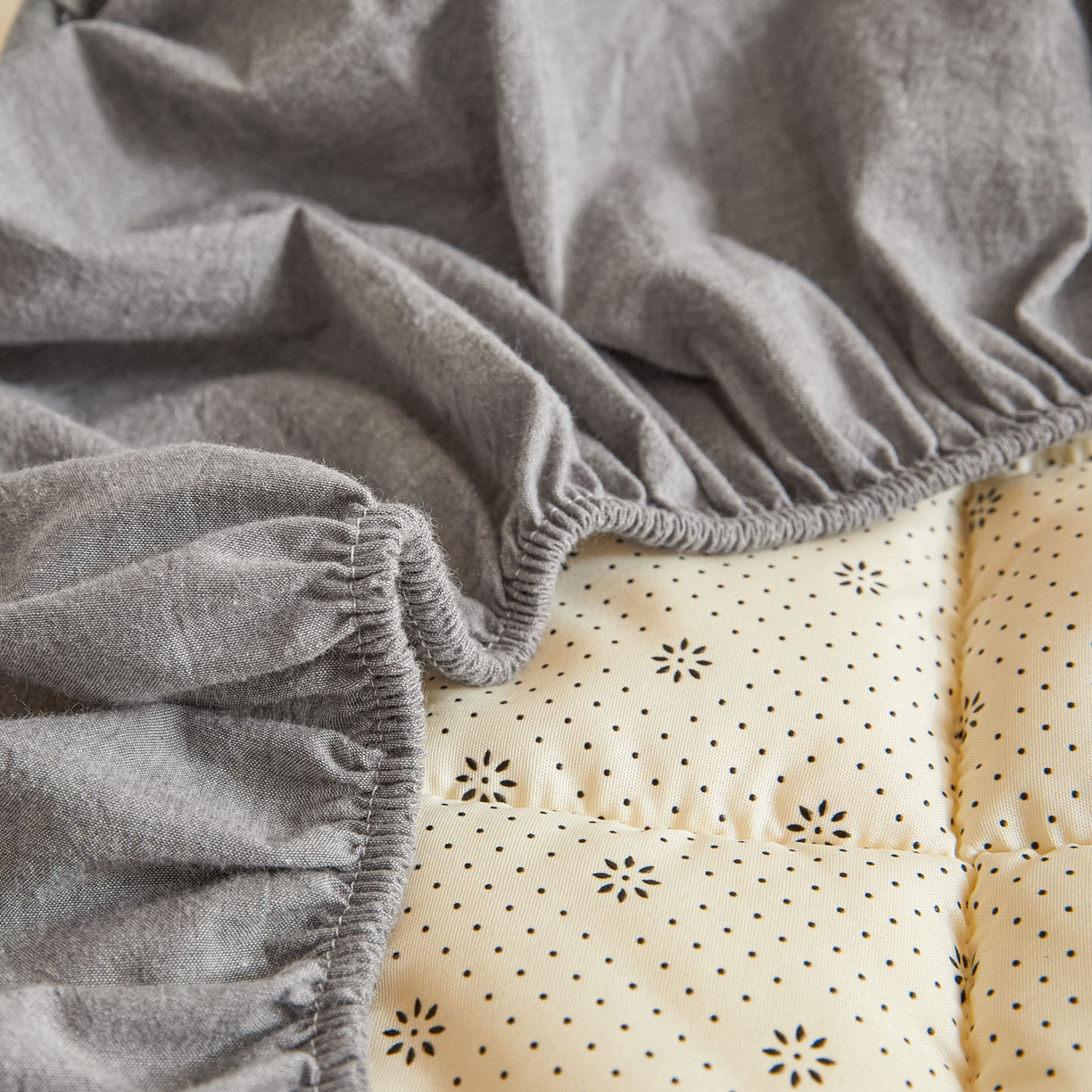 91家纺网 家纺一手货源 找家纺 鑫钰 2025新款A类新疆棉花床笠学生宿舍专用90*190-棉格系列 棉格-绅士灰