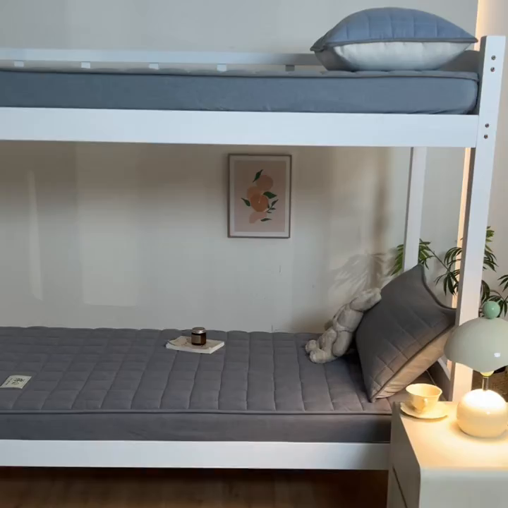 91家纺网 家纺一手货源 找家纺 鑫钰 2025新款A类新疆棉花床笠学生宿舍专用90*190-棉格系列 棉格-绅士灰