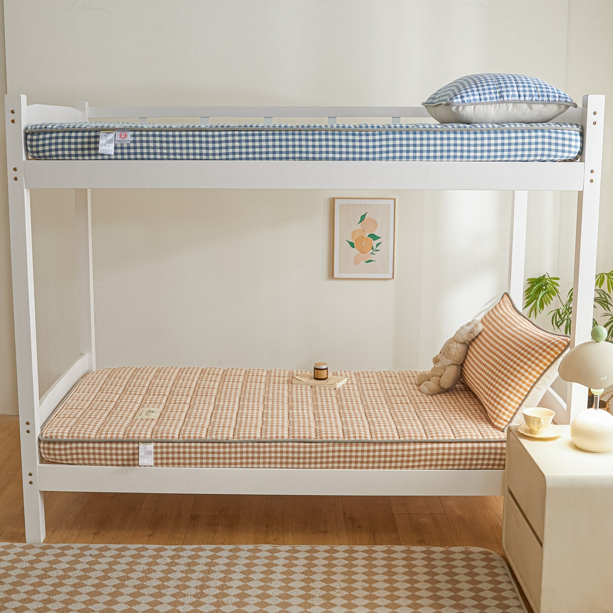 91家纺网 家纺一手货源 找家纺 鑫钰 2025新款A类新疆棉花床笠学生宿舍专用90*190-棉格系列 棉格-驼小格