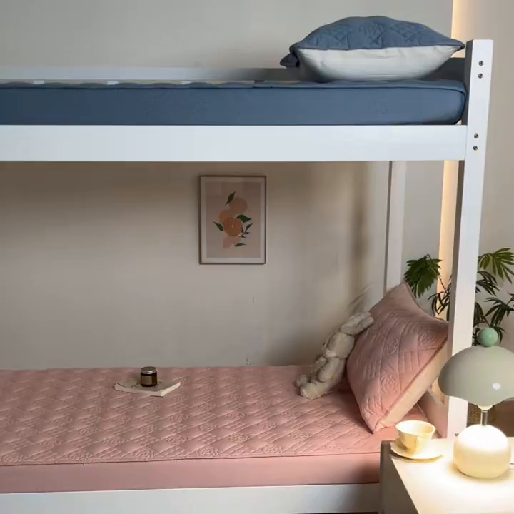 91家纺网 家纺一手货源 找家纺 鑫钰 2025新款A类纯棉夹棉床笠学生宿舍专用90x190-80x190-花漾山茶格 花漾山茶格-粉