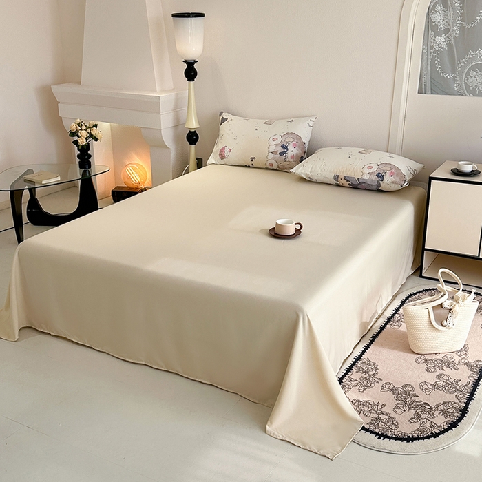 91家纺网 家纺一手货源 找家纺 梵克保罗 2025新款ins风亲肤卡通条格印花水洗棉系列四件套-风格二 萌宠小象