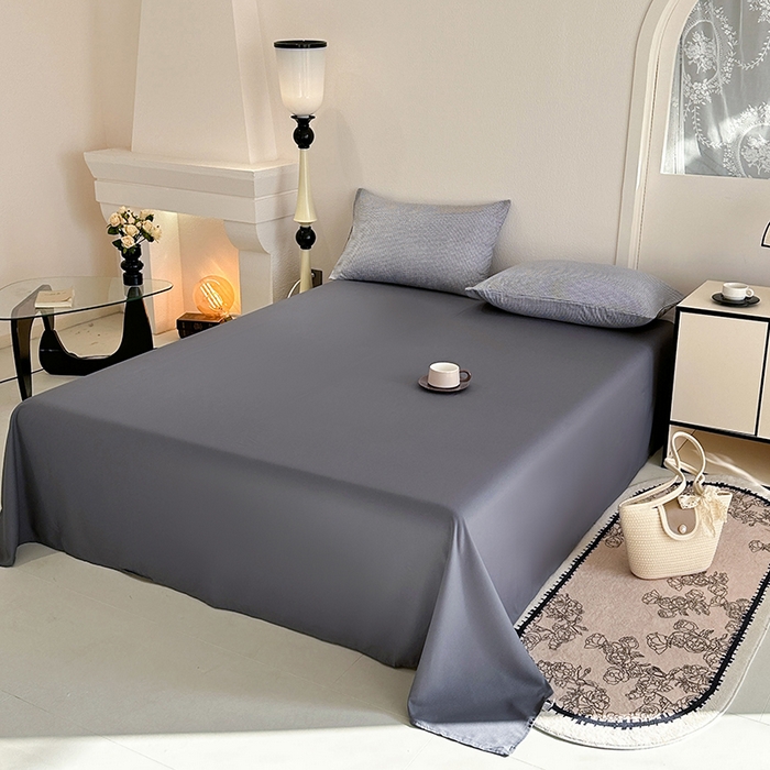 91家纺网 家纺一手货源 找家纺 梵克保罗 2025新款ins风亲肤卡通条格印花水洗棉系列四件套-风格二 日系高级灰格