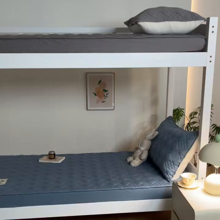 91家纺网 家纺一手货源 找家纺 鑫钰 2025新款A类纯棉夹棉床笠学生宿舍专用90x190-80x190-花漾山茶格 花漾山茶格-蓝