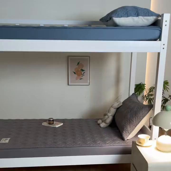 91家纺网 家纺一手货源 找家纺 鑫钰 2025新款A类纯棉夹棉床笠学生宿舍专用90x190-80x190-花漾山茶格 花漾山茶格-灰