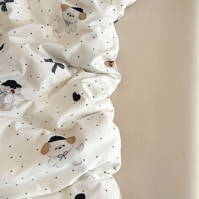 91家纺网 家纺一手货源 找家纺 梵克保罗 2025新款ins风亲肤卡通条格印花水洗棉系列四件套-风格三 小熊派对